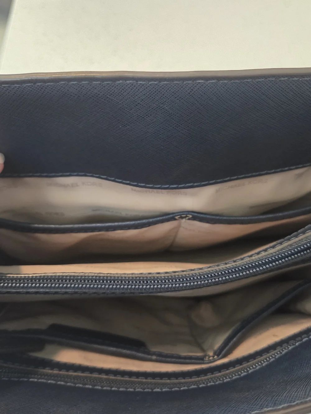 Michael Kors Navy Saffiano Leather Tote with Gold Hardware